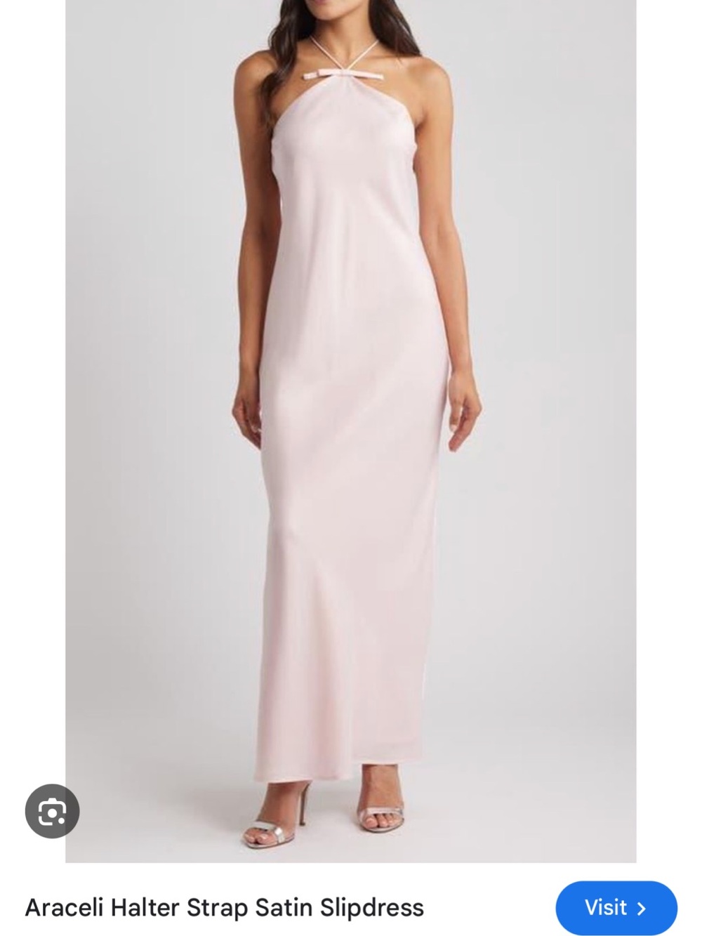 Wayf Araceli Halter Satin Slipdress in Pale Blush